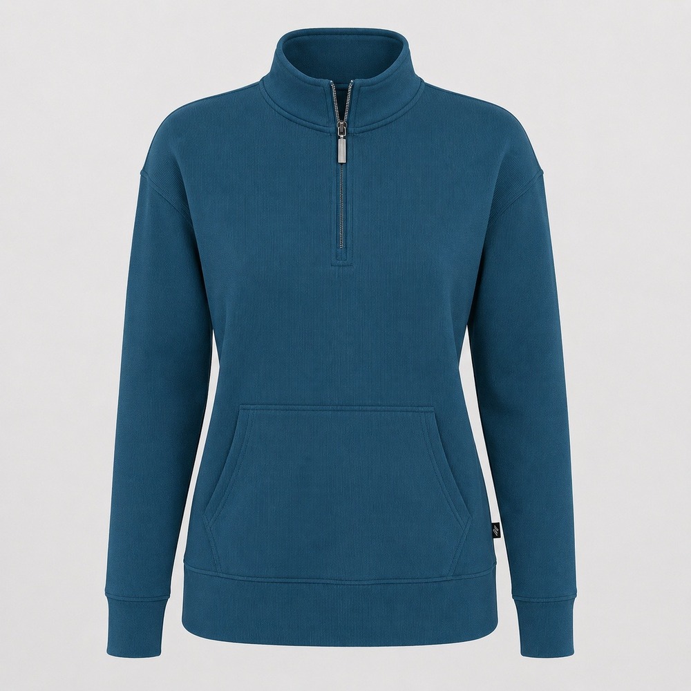 SKECHERS GO WALK Pullover Womens L Teal Blue Quarter Zip Kangaroo Pocket